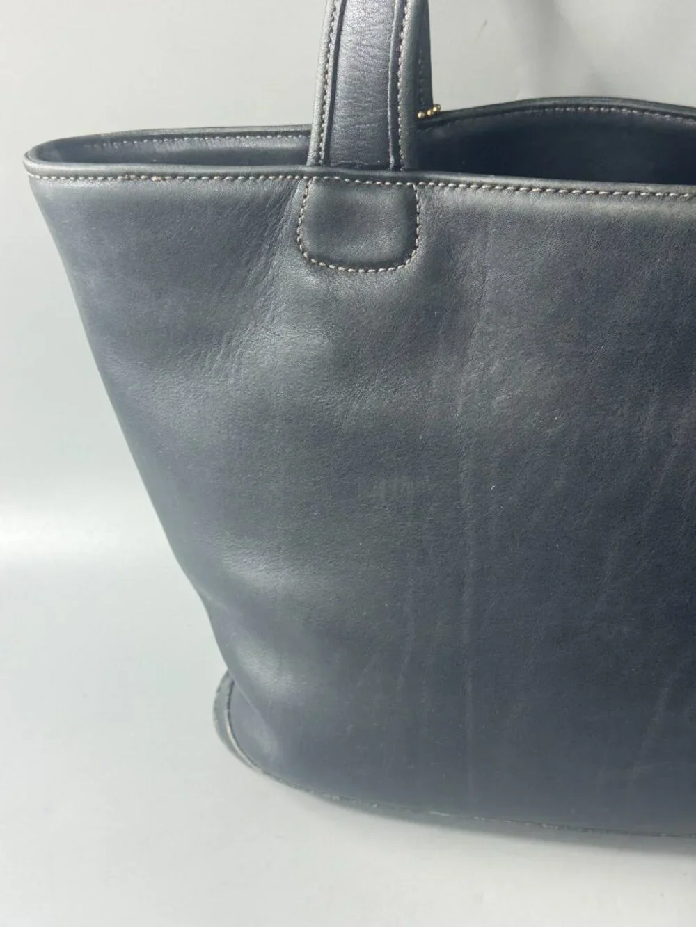 Authentic Vintage Coach 9302 Black Leather Bleeker Basket Bag